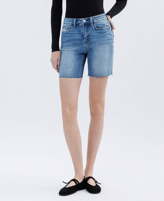 LV1659: HI-RISE RAW HEM BERM SHORTS