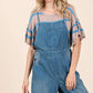 DENIM TIE BACK OVERALLS