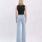 LV1681:HIGH RISE SLIM WIDE LEG JEANS