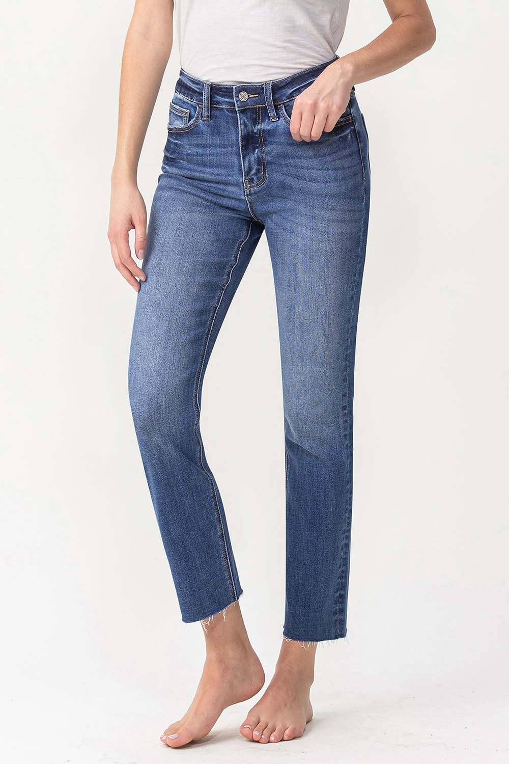 LV 1028:HIGH RISE SLIM STRAIGHT JEANS