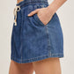DENIM DRAWSTRING SKORT