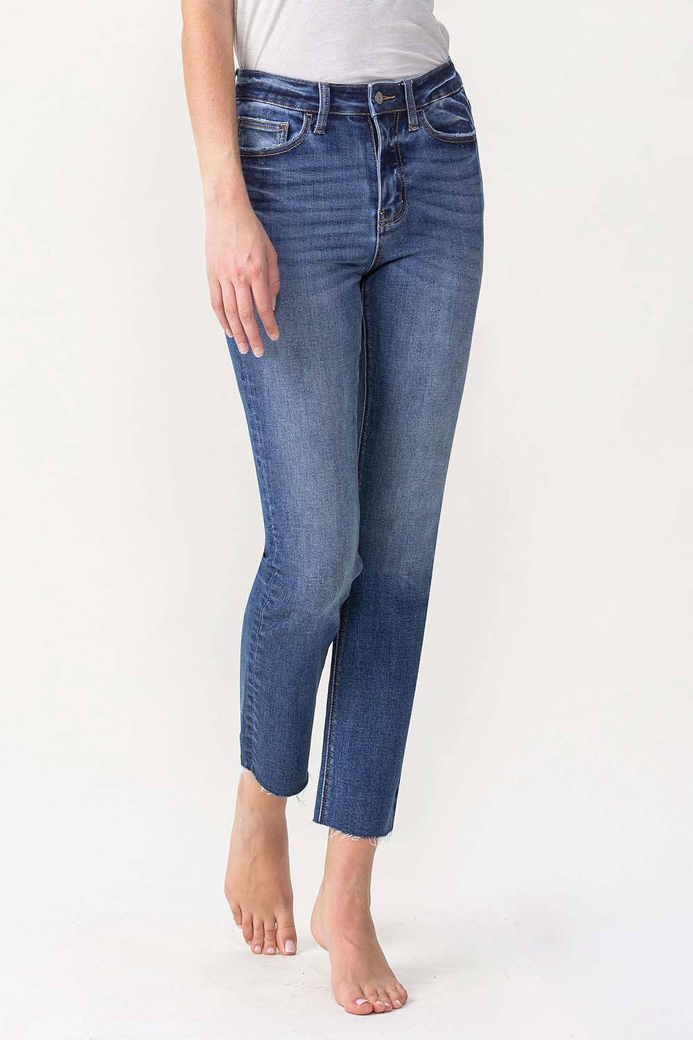 LV 1028:HIGH RISE SLIM STRAIGHT JEANS