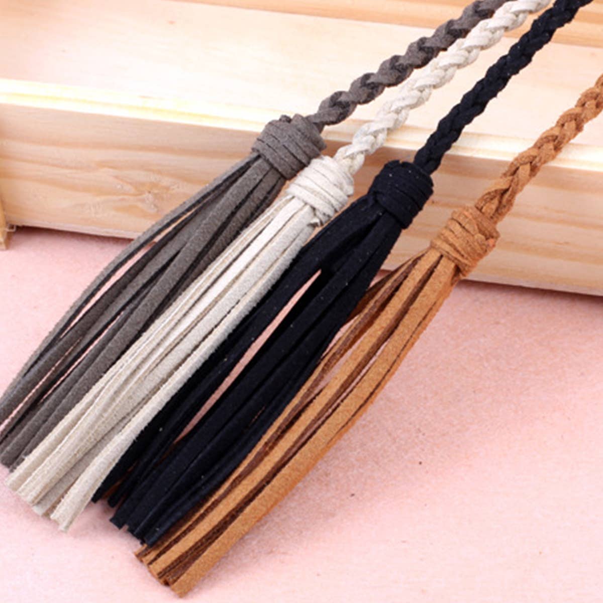 Black Tassel Skinny Belt