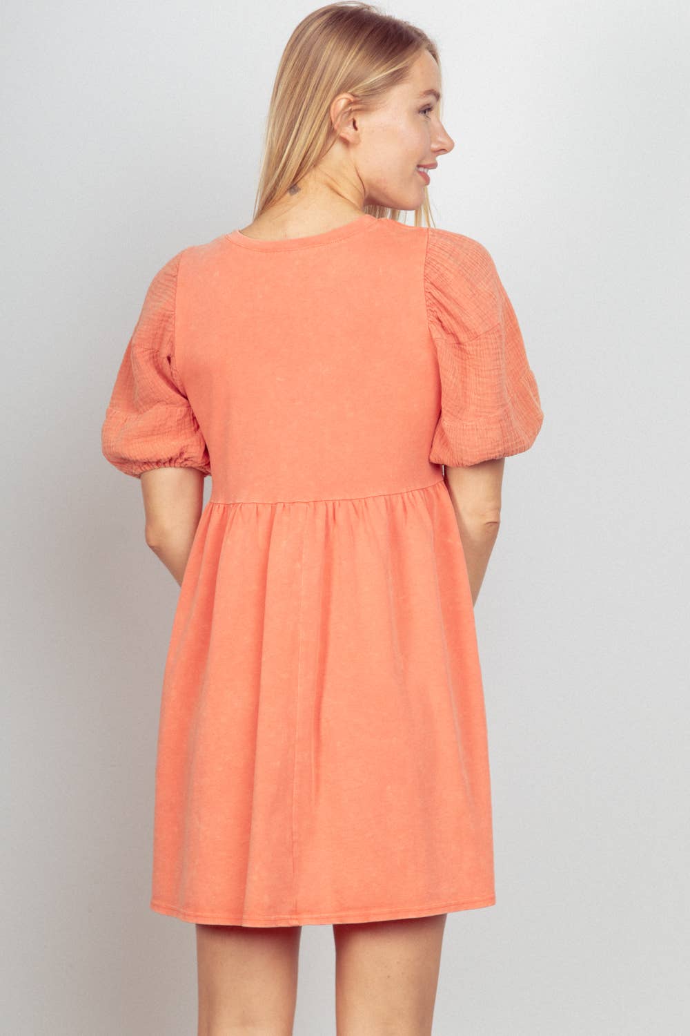 Gauze Puff Sleeve Dress