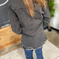 Black Distressed Denim Shacket