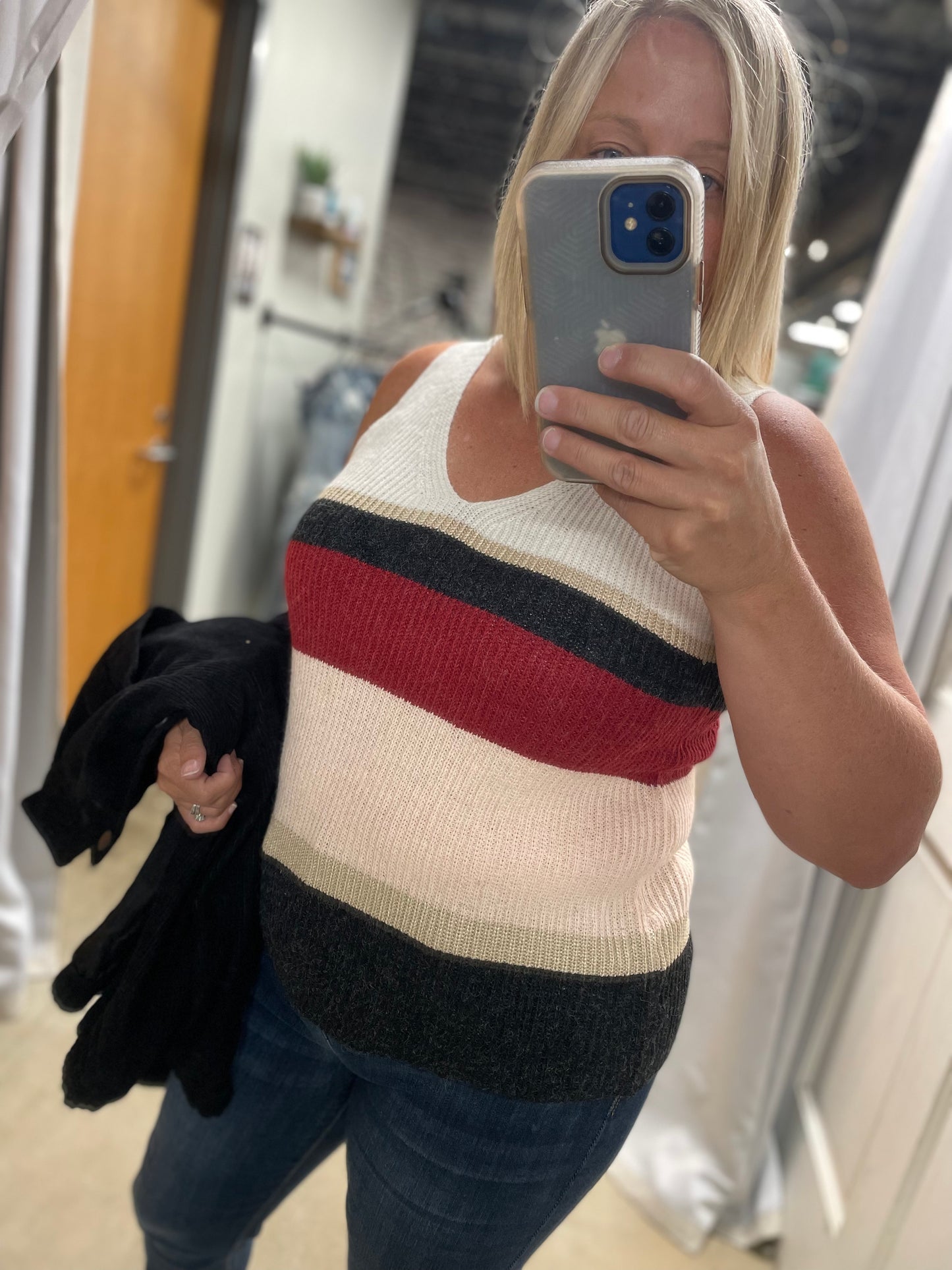 Striped Knit Sweater Tank