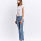 LV1709: HIGH RISE RAW HEM KICK FLARE JEANS