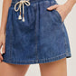 DENIM DRAWSTRING SKORT