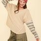 Contrast Striped Sleeve Top