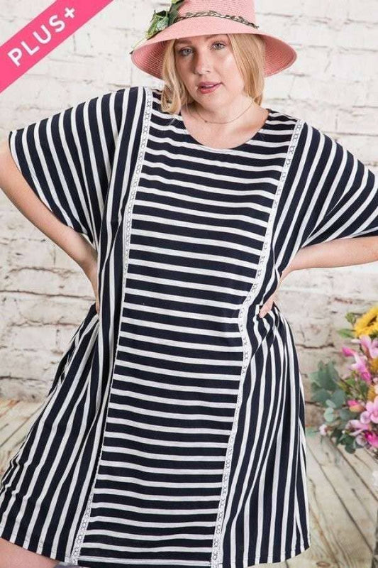 Curvy Striped Dolman Dress