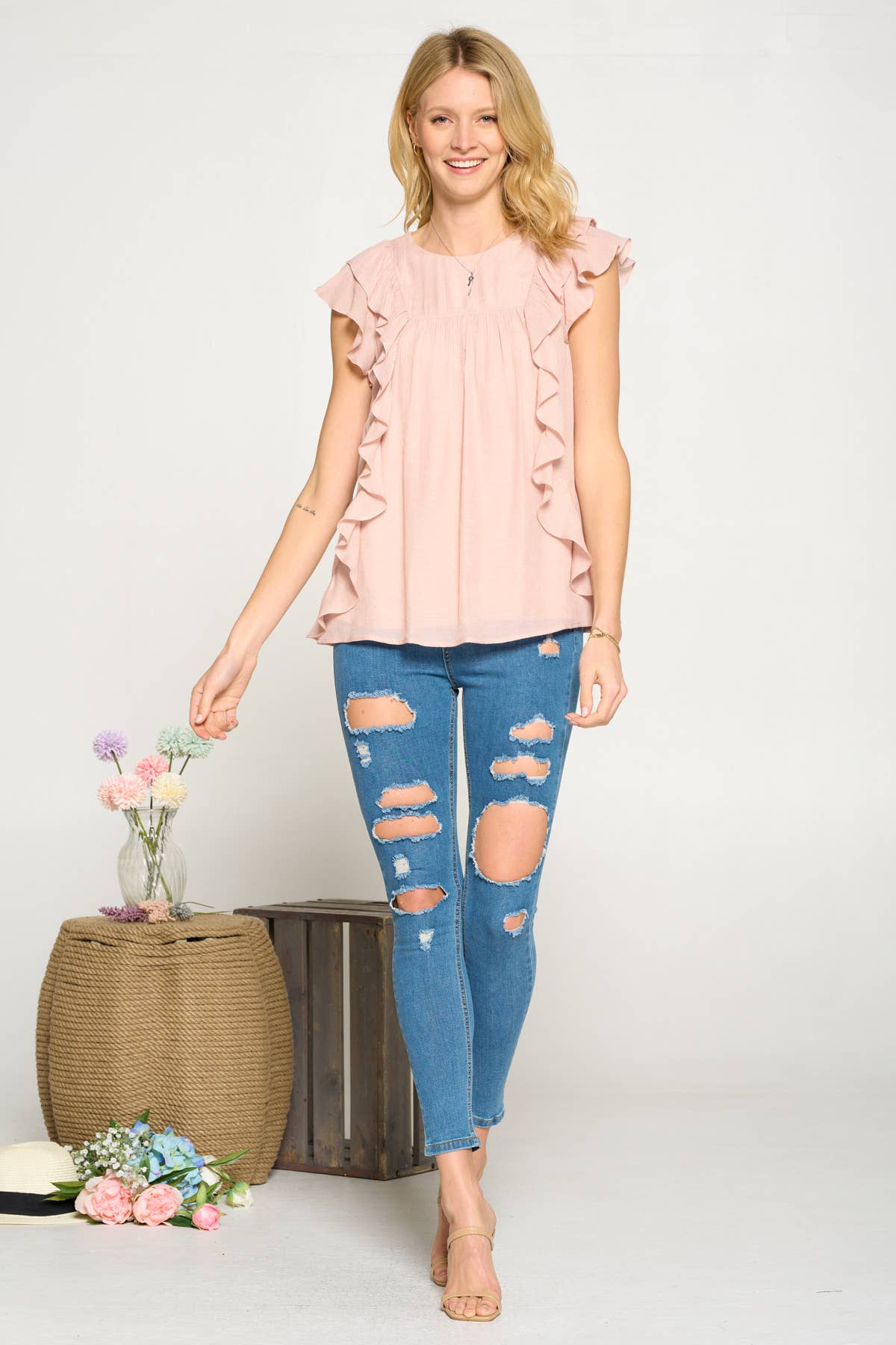 Pink Ruffle Blouse