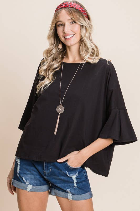 Curvy Ruffle Sleeve Top