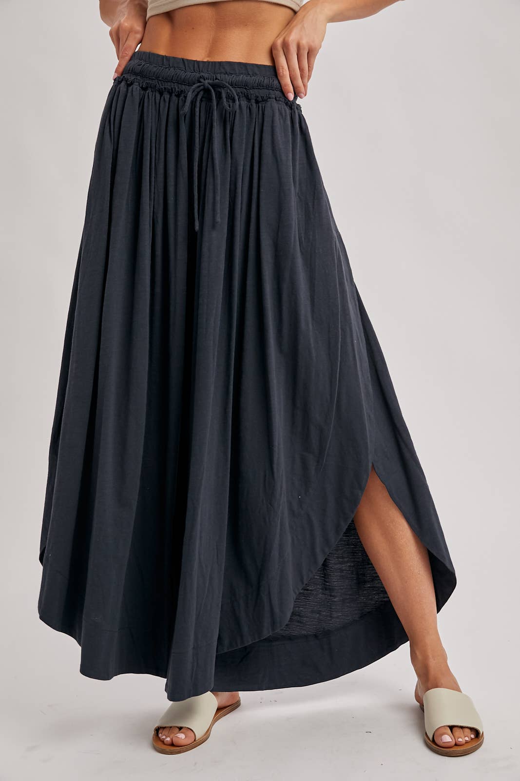 SIDE SLIT WIDE LEG PANTS