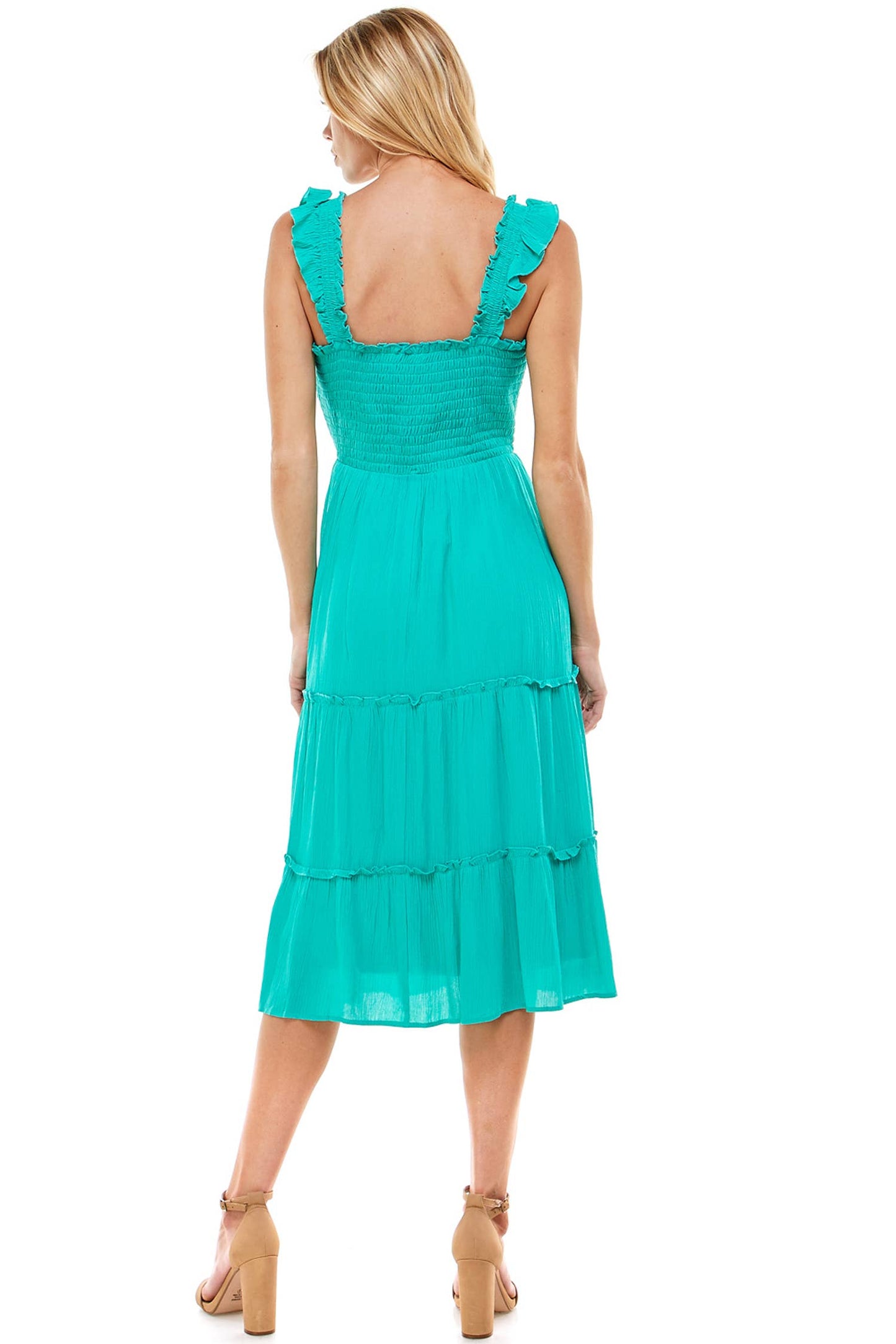 SMOCKED TOP RUFFLE DRESS
