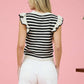 STRIPE RUFFLE SLEEVE SWEATER KNIT TOP