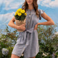 CHAMBRAY BUTTON UP FLUTTER SLEEVE DRESS