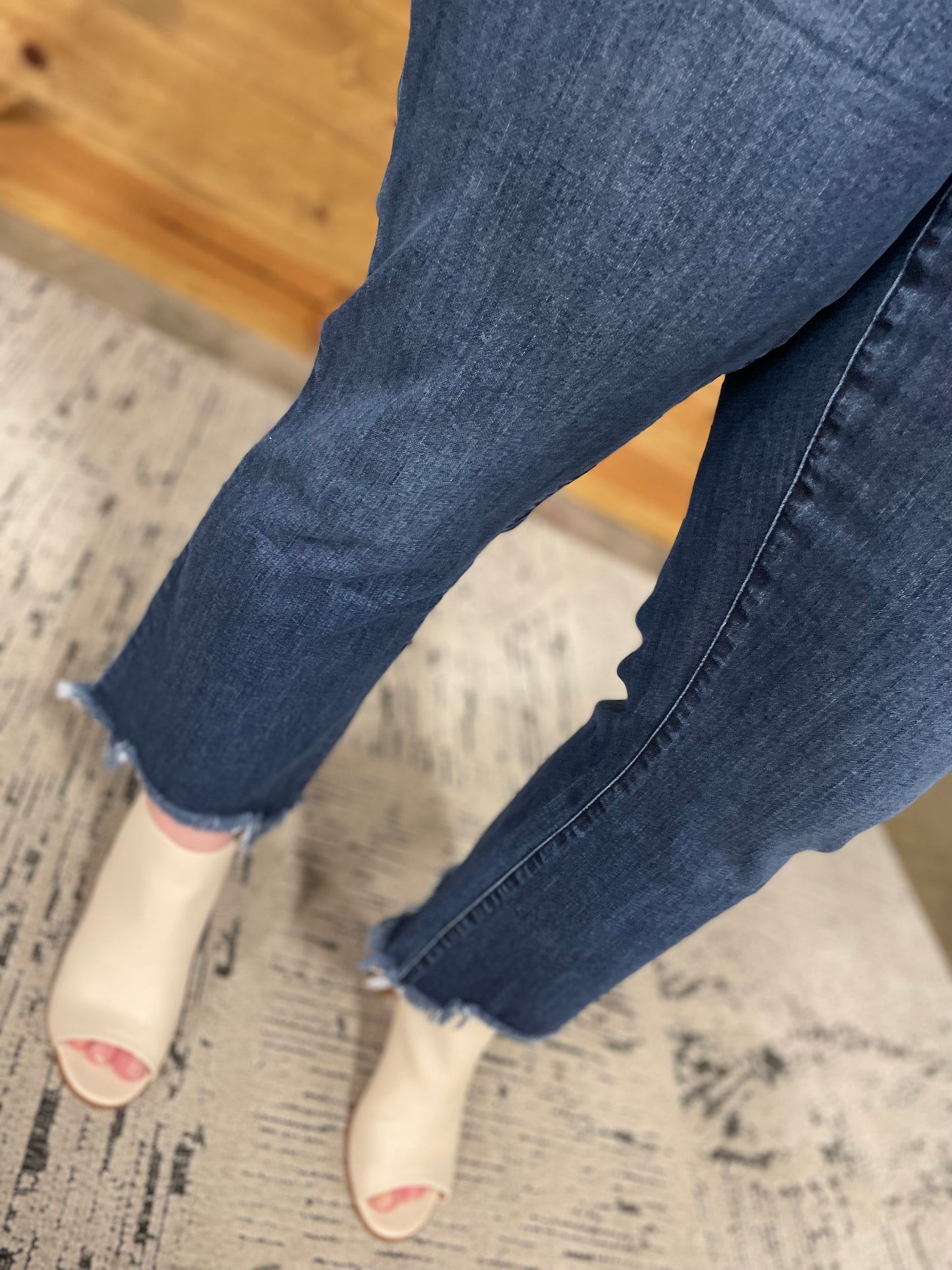 Cora CURVY Jeans Demi Boot with Shark Bite Hem