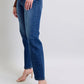 JB82629: Mid-Rise Side Seam Detail Straight Jeans