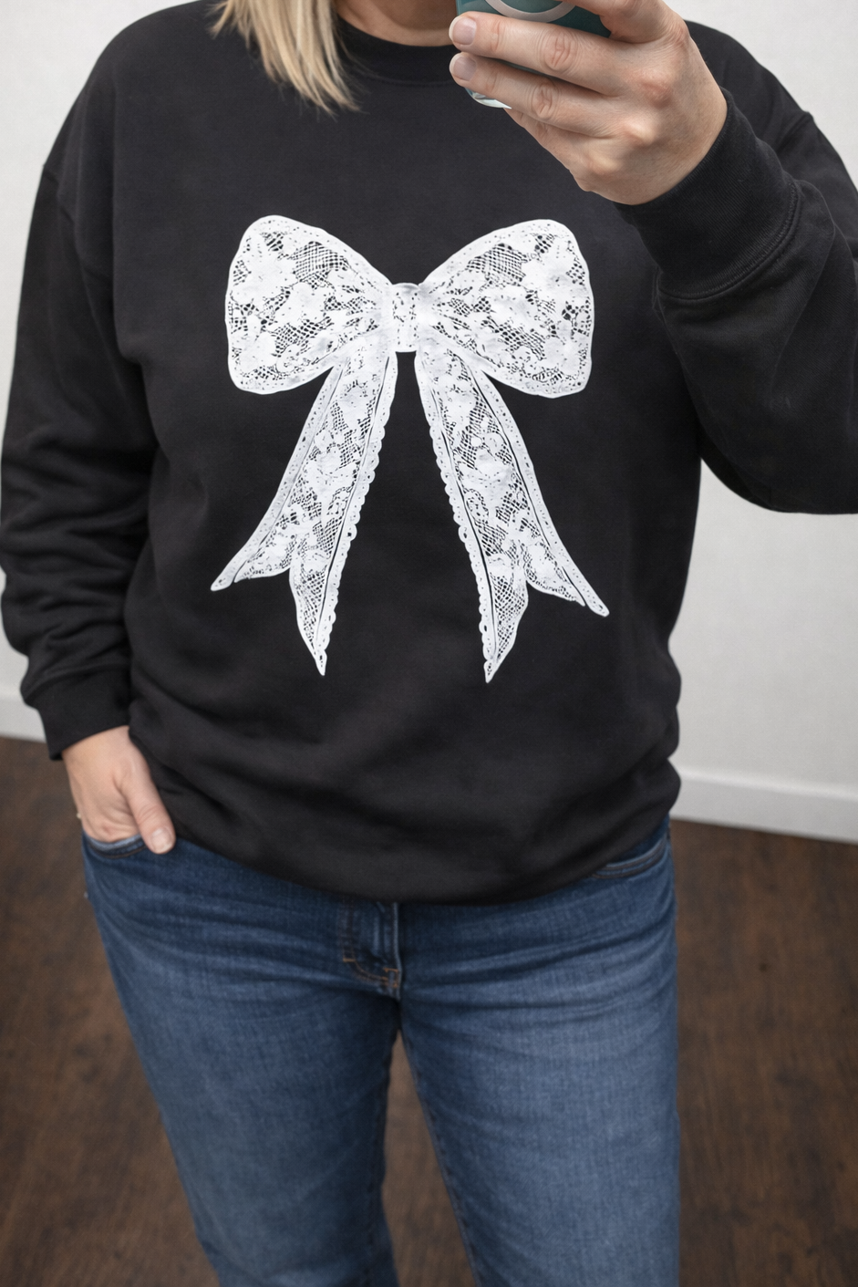 Lace Bow Sweatshirt