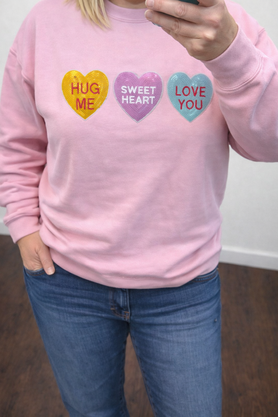 Sequin Conversation Heart Sweatshirt