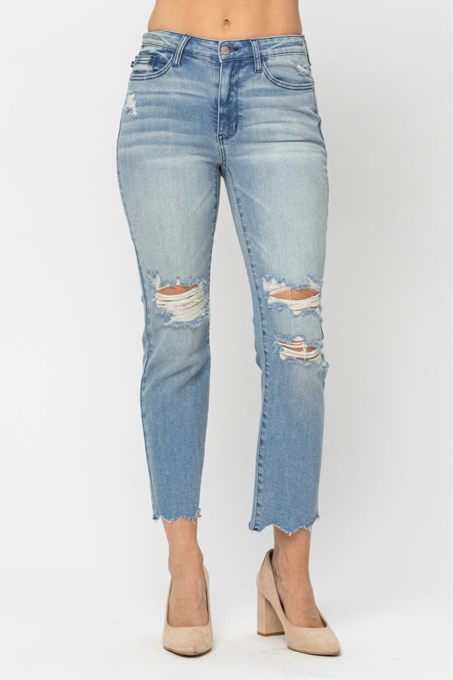 JB88512 Mid Rise Destoyed Jeans