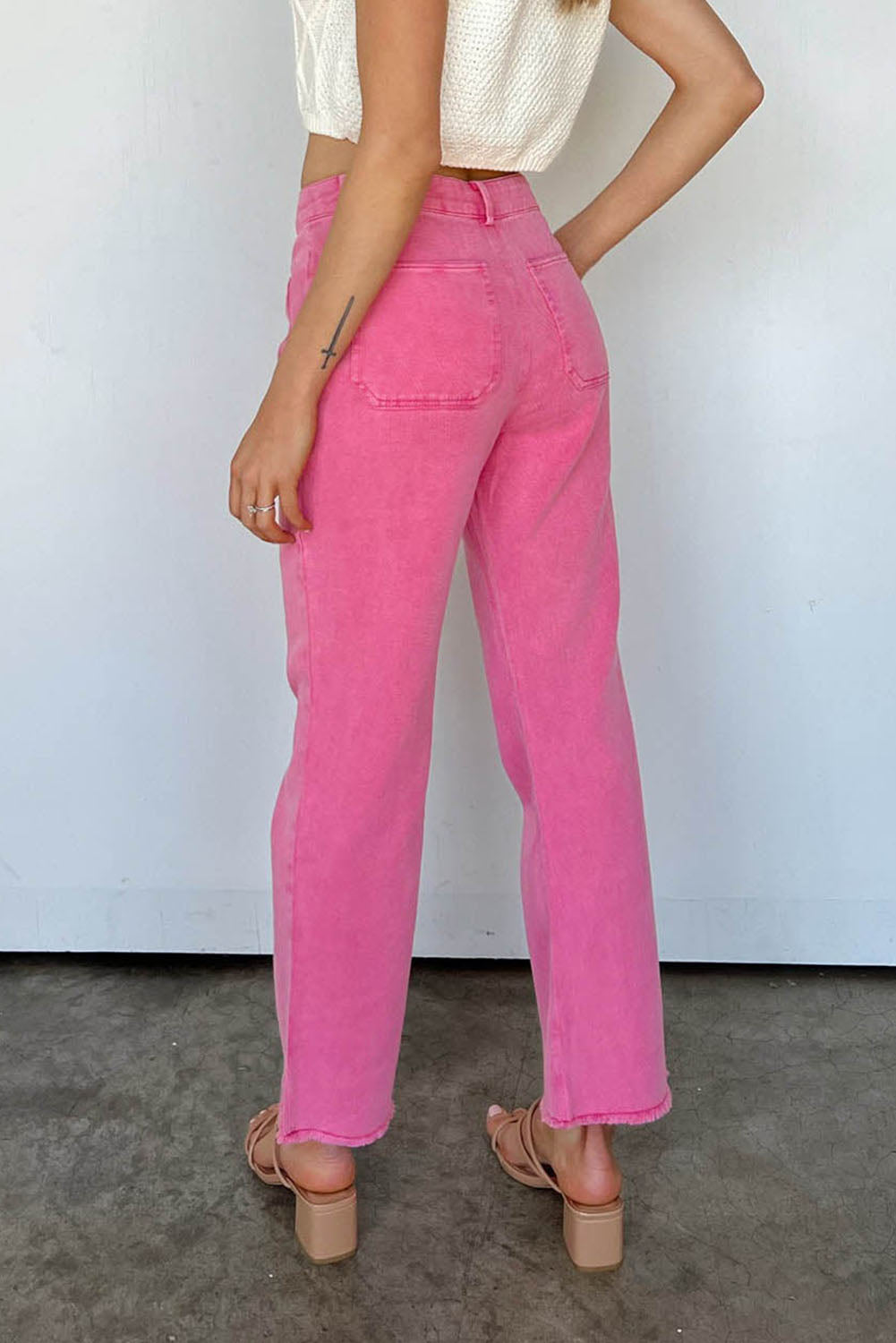 Hot Pink Bootcut Denim Pants