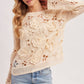BOAT NECK FLORAL CROCHET TOP