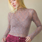 Fitted Sheer Mesh Knit Top: LEOPARD