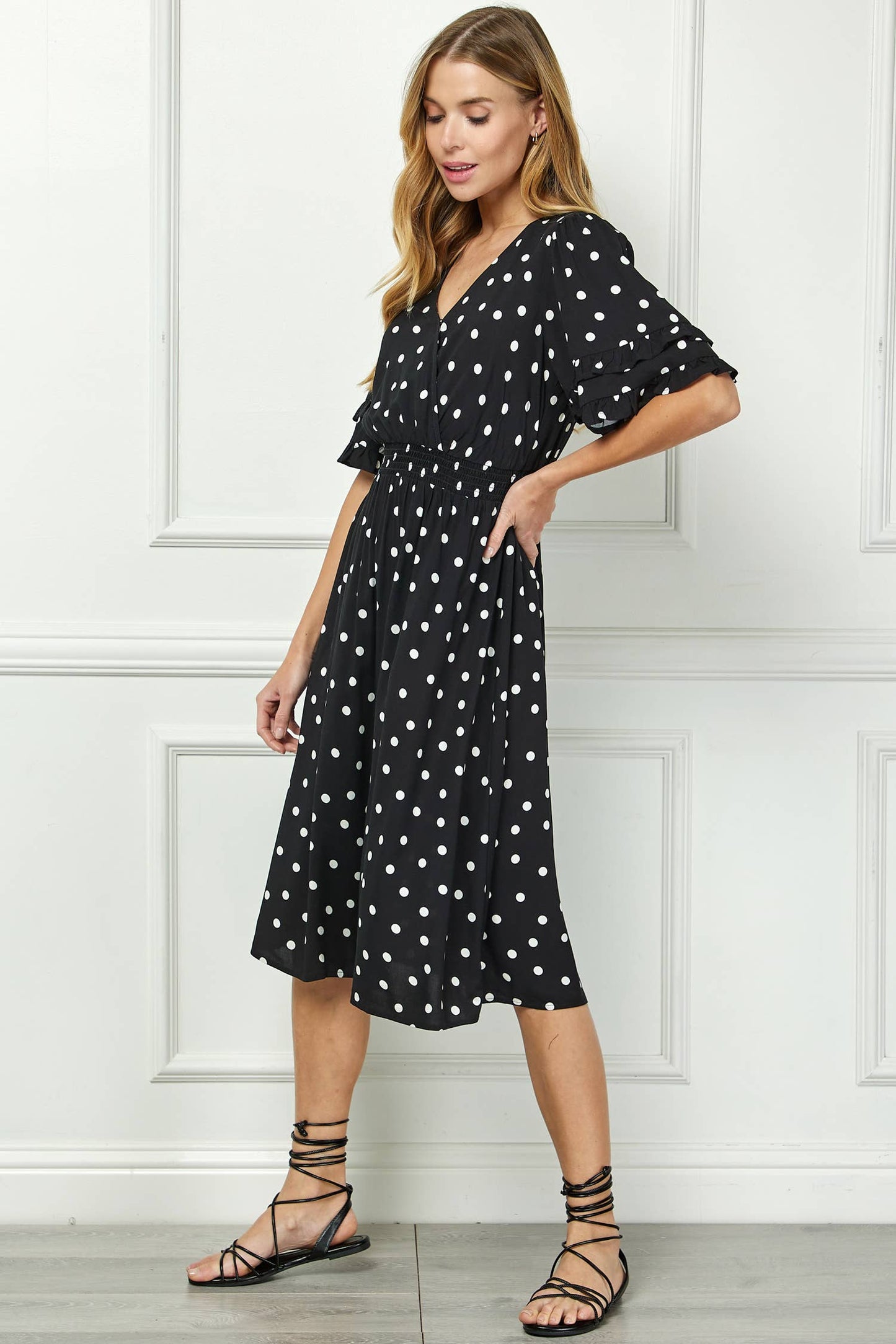 Polka-dot Kimono-style Dress