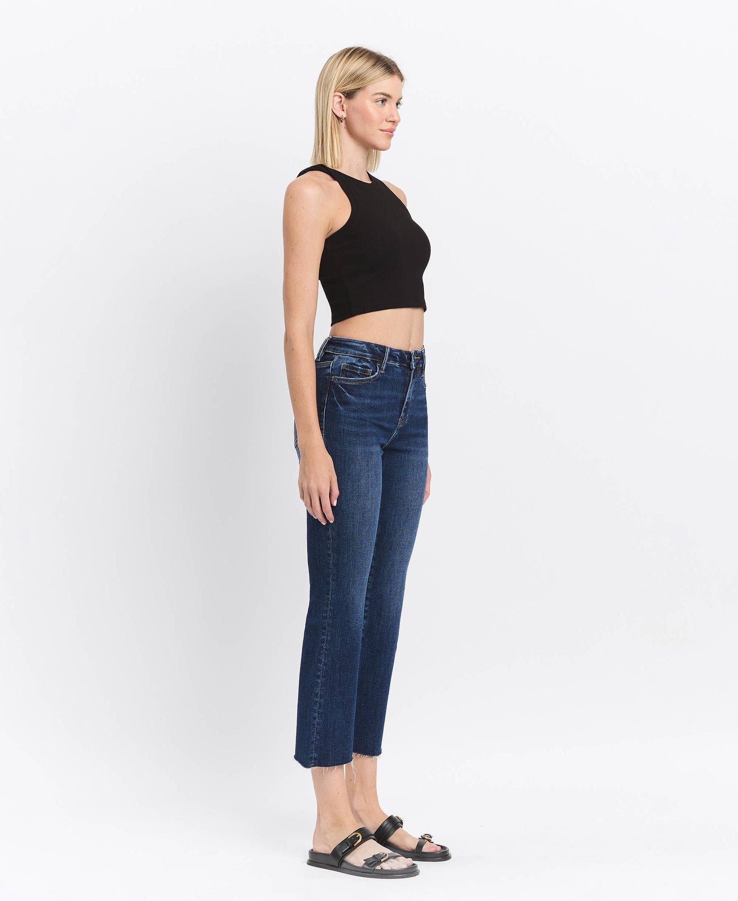 LV1618: HIGH RISE RAW HEM KICK FLARE JEANS