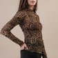 Fitted Sheer Mesh Lace Knit Top: CHAMPAGNE