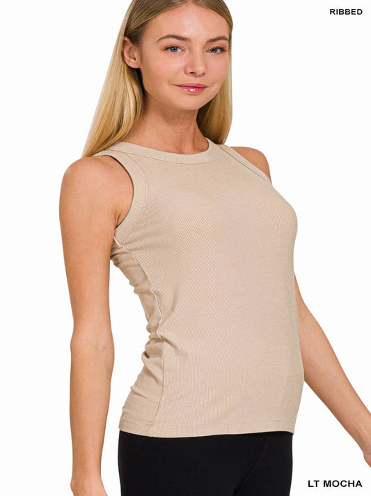 Mocha Ribbed Tank Top