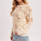 BOAT NECK FLORAL CROCHET TOP