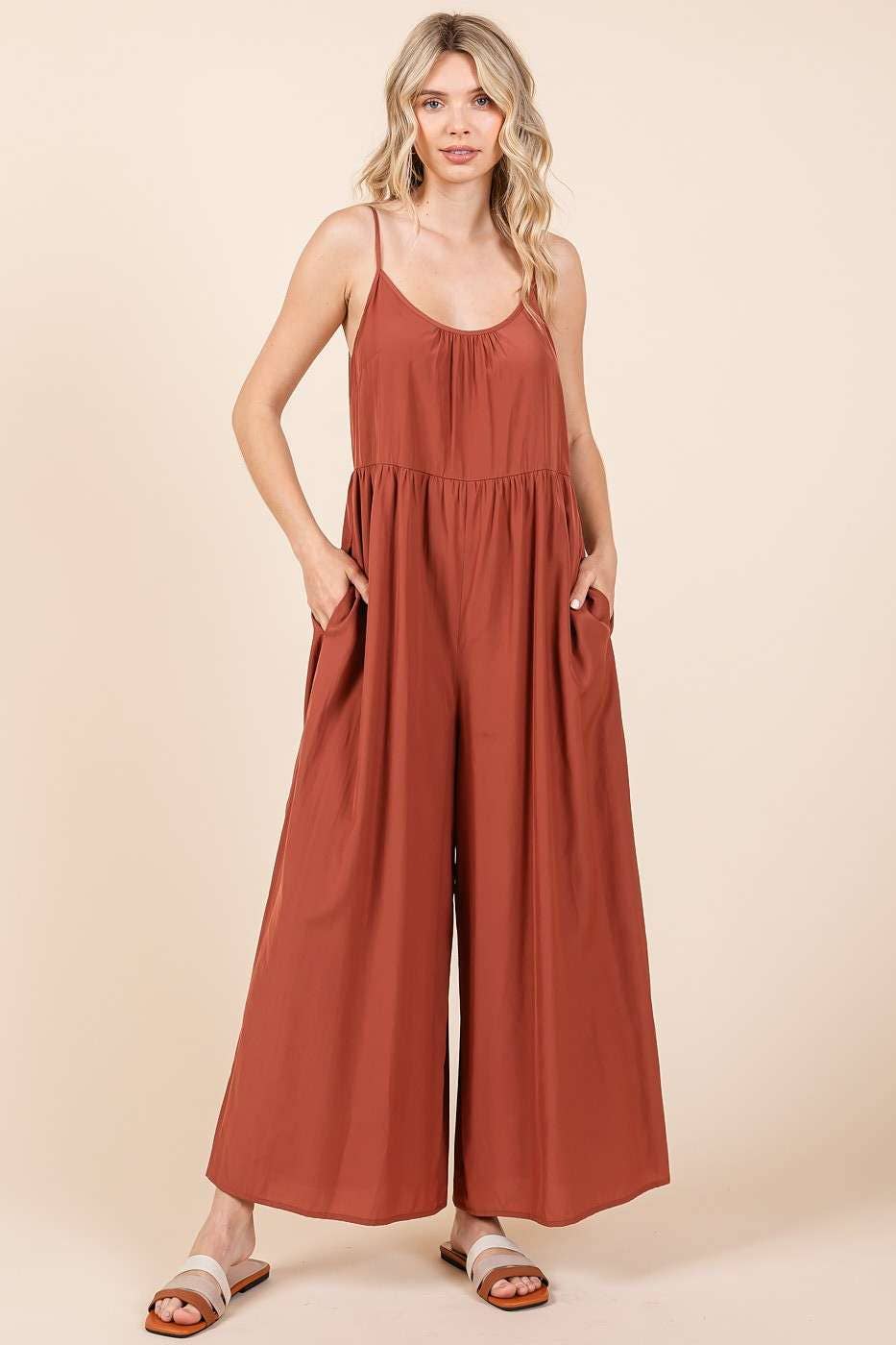 WIDE LEG SCOOP NECK JUMPSUIT