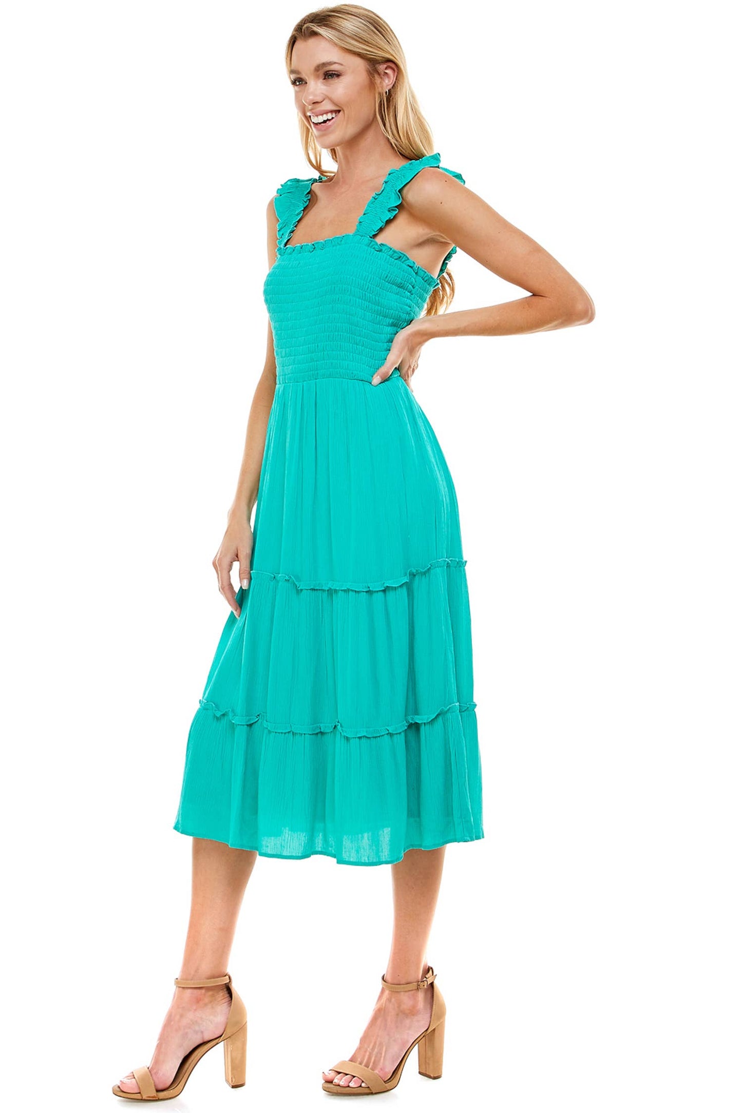 SMOCKED TOP RUFFLE DRESS