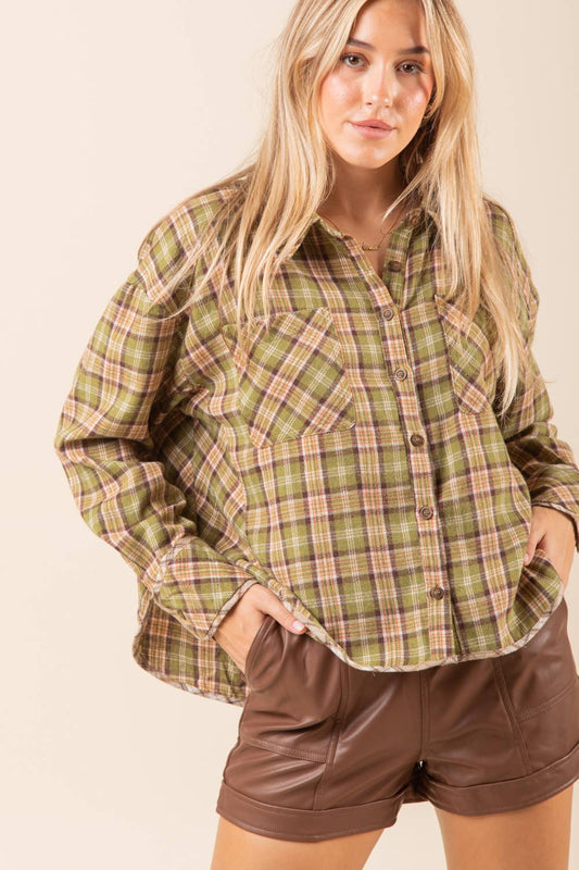 Plaid Oversized Button-Up Shirt