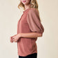 SLIT NECK PUFF SLEEVE TOP