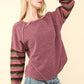 Contrast Striped Sleeve Top