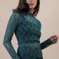 Fitted Sheer Mesh Knit Top: LEOPARD