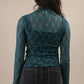 Fitted Sheer Mesh Knit Top: LEOPARD