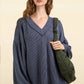 Two Tone Ribbed V-Neck Top