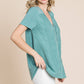 Curvy Short Sleeve V-neck Jacquard Top