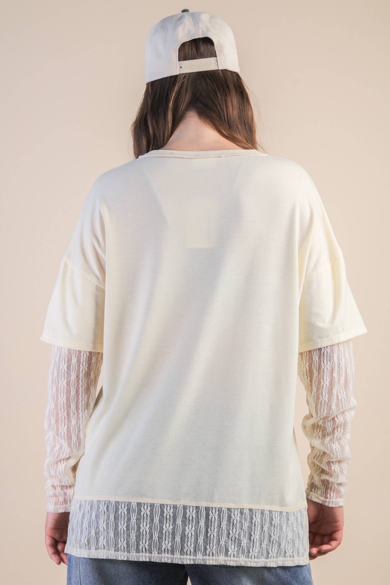 Lace sleeve pocket tee