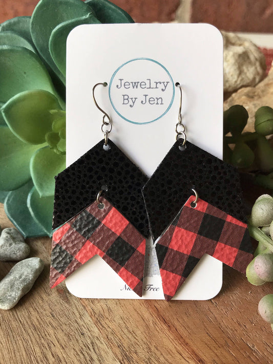 Double Chevron earrings:Buffalo Plaid