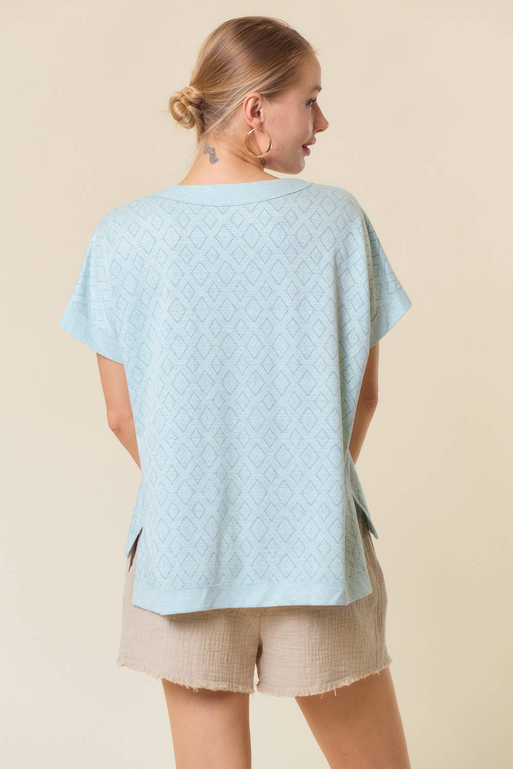 Jacquard V-neck Top