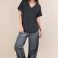 Curvy Ribbed Knit V-neck Top