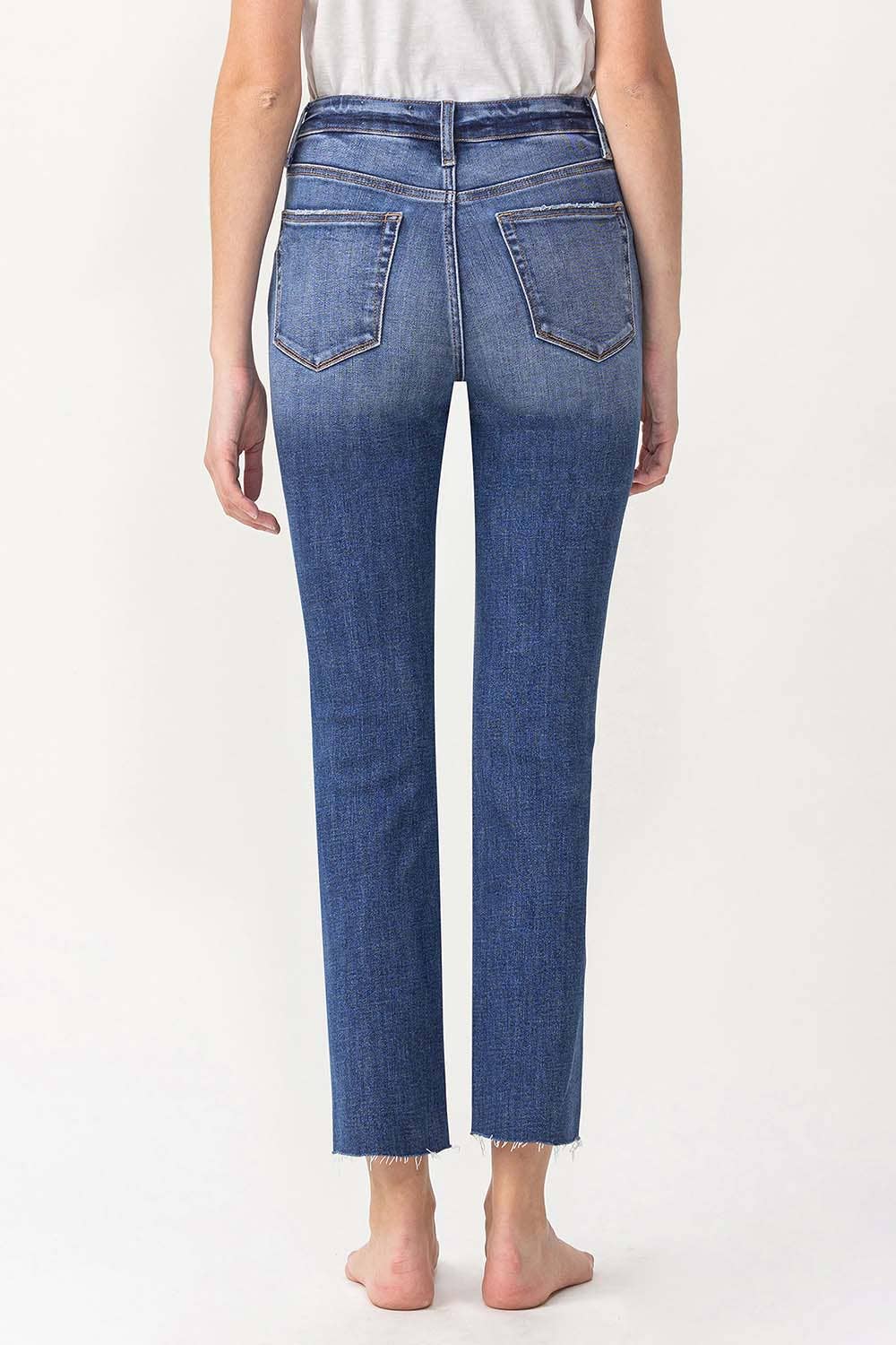 LV 1028:HIGH RISE SLIM STRAIGHT JEANS