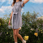 CHAMBRAY BUTTON UP FLUTTER SLEEVE DRESS