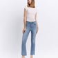 LV1709: HIGH RISE RAW HEM KICK FLARE JEANS