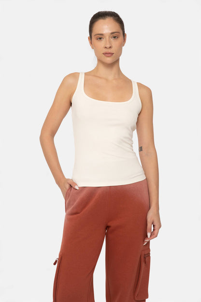 Square Neck Ribbed Tank Top